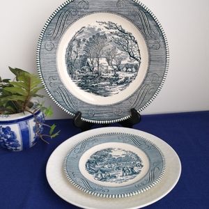 CURRIER & IVES 3 Bundle Dinner Table Plates